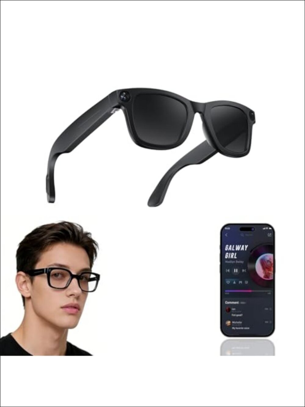 Smart Glasses 8MP Camera ChatGPT Voice Assistant 1080p Video